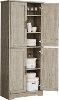 70" Tall Pantry Cabinet, Kitchen Pantry Cabinet with Doors and Adjustable Shelves, Freestanding Cupboard, Tall Storage Cabinet for Bathroom, Dining Room, Living Room, Gray