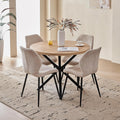 39" Round Dining Table Set for 4, Mid Century Kitchen Table with 4 Boucle Upholstered Dining Chairs for Apartment Living Room Space Saving