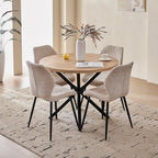 39" Round Dining Table Set for 4, Mid Century Kitchen Table with 4 Boucle Upholstered Dining Chairs for Apartment Living Room Space Saving