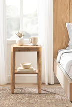Kate and Laurel Talcott Modern Narrow Rectangle Wood Side Table, 16 x 10 x 25, Natural Wood, Transitional Decorative Slim Two-Tier End Table for Use as a Bedroom Nightstand or Living Room Accent