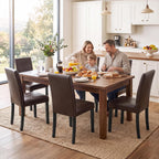 LSSPAID Dining Chairs Set of 6, Upholstered Leather Parsons Dining Room Chairs with Solid Wood Legs, Modern Armless Side Chairs for Kitchen Restaurant Home, Dark Brown
