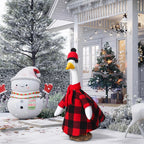 Christmas Red and Black Buffalo Plaid Goose Outfit Clothes for 23" High Cement or Plastic Goose Lawn Clothing Porch Garden Costume for Yard Outdoor Patio Statue Xmas Holiday Decor