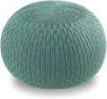 ARTPLAN Round Knit Pouf Hand Knitted,Outdoor Ottoman Foot Rest,Boho Home Decor for Living Room-Bedroom