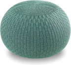 ARTPLAN Round Knit Pouf Hand Knitted,Outdoor Ottoman Foot Rest,Boho Home Decor for Living Room-Bedroom