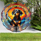 Dachshund Dog Wind Spinners Outdoor Dog Memorial Gifts, 3D Metal Kinetic Hanging Garden Wind Spinner, Spinner Decor, Wind Sculptures for Outdoor & Indoor, Window, Yard Decor (Dachshund 2)