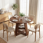 Miereirl 43.3‑59 in Round Extendable Dining Table for 4-6, Modern Oval Dining Table with Removable Leaf and Pedestal Base, Expandable Kitchen Table for Dining Room, Apartment