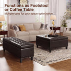FiveWillowise 51 Inch Storage Ottoman Bench,Large End of Bed Storage Bench | Faux Leather Ottoman with Storage,30 Gallons,Upholstered,with Nailhead Trim,Legs,for Bedroom,Living Room,Entryway,Chocolate