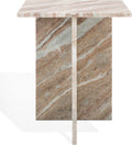 SAFAVIEH Couture Collection Adriano White/Brown 2-Leg Marble Accent Table (Fully Assembled)