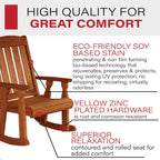 Amish Heavy Duty Mission Pressure Treated Outdoor Rocking Chair (Cedar Stain) - 600 Lb. Weight Capacity Porch Rocker