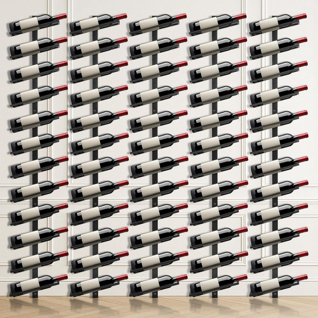 ETOYA Wall Mounted Wine Rack, H 59inch, 12 Rows, 60 Bottle Wine Cellar Racks, Metal Wine Bottle Holder for Dining Room, Kitchen, Bar, Basement & Restaurant (5 Columns（60 Bottles）)