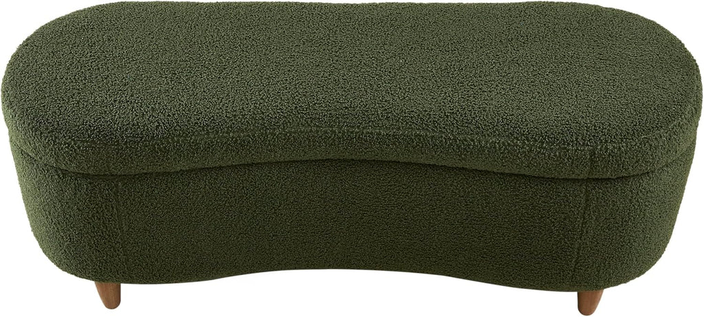 Bailey Boucle-Style Curved Storage Accent Bench