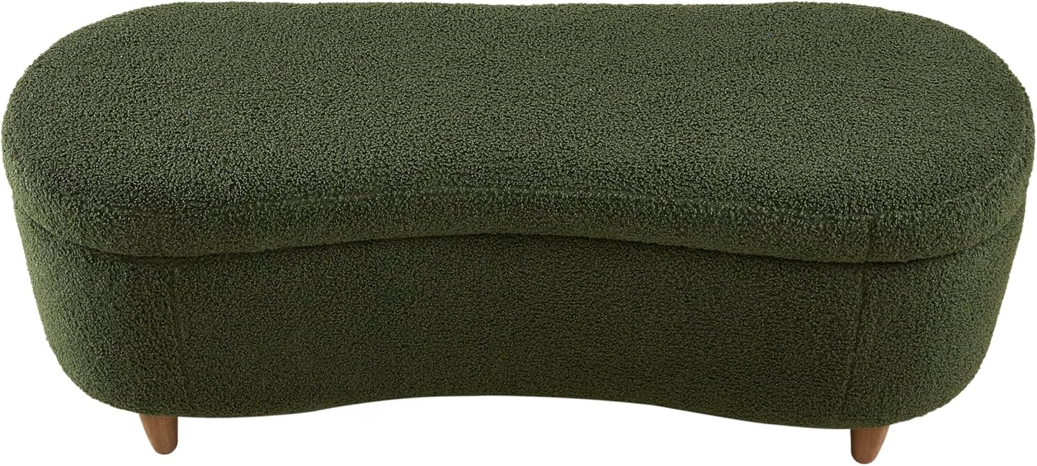 Bailey Boucle-Style Curved Storage Accent Bench
