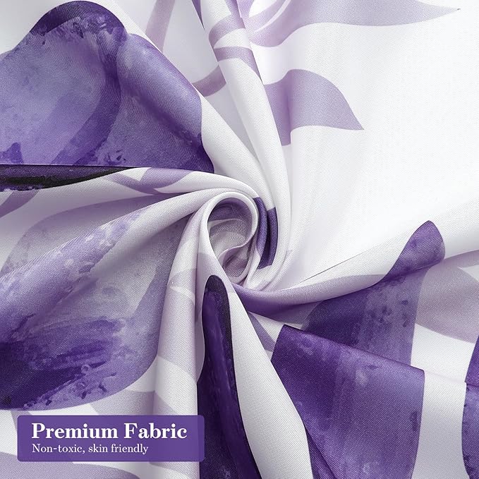 MitoVilla Purple Eucalyptus Shower Curtain, Plant Leaves Fabric Cloth Shower Curtains for Rustic Vintage Bathroom Decor, Modern Chic Botanical Shower Curtain, 72x72