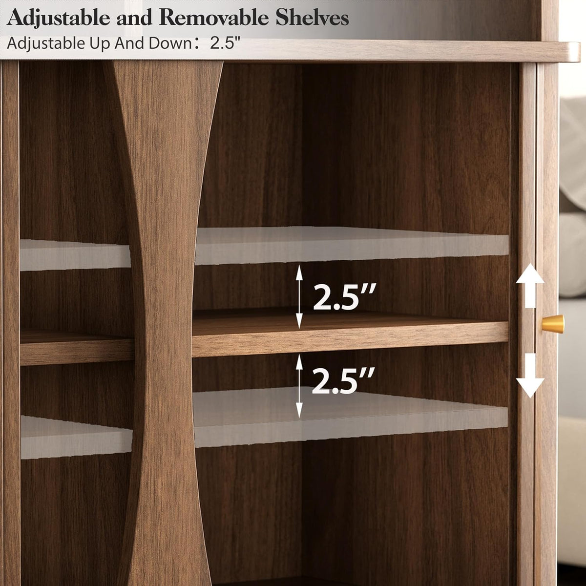 Decofy 39" Buffet Sideboard Cabinet, Mid Century Modern Console Cabinet with Roller Shutter Sliding Doors & Adjustable Shelves for Kitchen Cabinets, Living Room, Entryway, Coffee Bar Cabinet (Walnut)