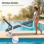 PURPLE LEAF Lounge Chair Outdoor Set of 2 w/Armrest & 1 Table, Navy Blue | Sleek, modern curves add a resort-style aesthetic that instantly upgrades the overall look of your backyard oasis