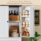 HUAHUU 71" Kitchen Pantry Cabinet with 6 Door Shelves, Tall Pantry Storage Cabinet with 8 Doors & 4 Adjustable Shelves, Modern Kitchen Pantry with 2 Large Drawers for Dining Room, Living Room, White