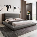 VilroCaz Modern King Size Upholstered Grounded Bed, Velvet Fabric Floor Upholstered Platform Bed with Extended Wood Headboard & Bedside Shelf, No Box Spring Required (King)