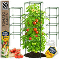 Tomato Cage Square - Large Trellis Stakes and Plant Support Structures for Vegetables and Climbing Plants - Tall Tomato Cages for Garden, Pots, Raised Garden Bed Outdoor Supplies (3 Pack - Up to 58")