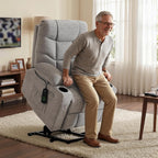 MCombo Power Lift Recliner for Elderly, Fabric 7287 (Light Grey, Medium)