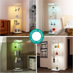 FANYUSHOW Display Cabinet with Glass Door and LED Light, 4-Tier Tempered Glass Display Shelf, Glass Curio Cabinet Collection Display Case, Display Case Cabinet, White 64.7" H x 16.7" L x 14.37" W
