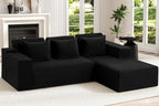105" Modular Sectional Sofa for Living Room,Cloud Couch with L-Shape Chaise | Couch with Deep Seat, Memory Foam Cloud Sectional Couch, No Assembly, Luxury Velvet (Black, Right)