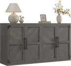 SICOTAS Buffet Cabinet with 4 Doors, Modern Sideboard Cabinet with Storage and Adjustable Shelves, Large Credenza Storage Cabinet (1, Ash Gray)