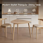 Acanva Modern Small Triangle Dining Room Table for Kitchen Compact Space, Farmhouse Dinner Tables with MDF Top and Wooden Legs, Natural Oak