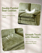 Karl home 122" 3-Seat L-Shaped Sectional Couch, Green | Movable Ottoman, Chenille Upholstered, Dual Padded, Wide Armrests, Washable Covers, For Living Room, Apartment, Office