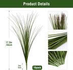 16PCS 17.3" Fake Plants Artificial Wheat Grass Greenery Plastic Plants Fake Grass Artificial Plants for Outdoor Decor Artificial Grass Plant with Greenery Stems for Indoor Home Decoration