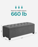 SONGMICS Storage Ottoman Bench, Foot Rest with Legs, Load up to 661.4 lb | End of Bed Bench, Storage Chest, 43.3 x 15.8 x 15.8 Inches, Slate Gray and Ink Black, MELISA Collection ULSF088G01