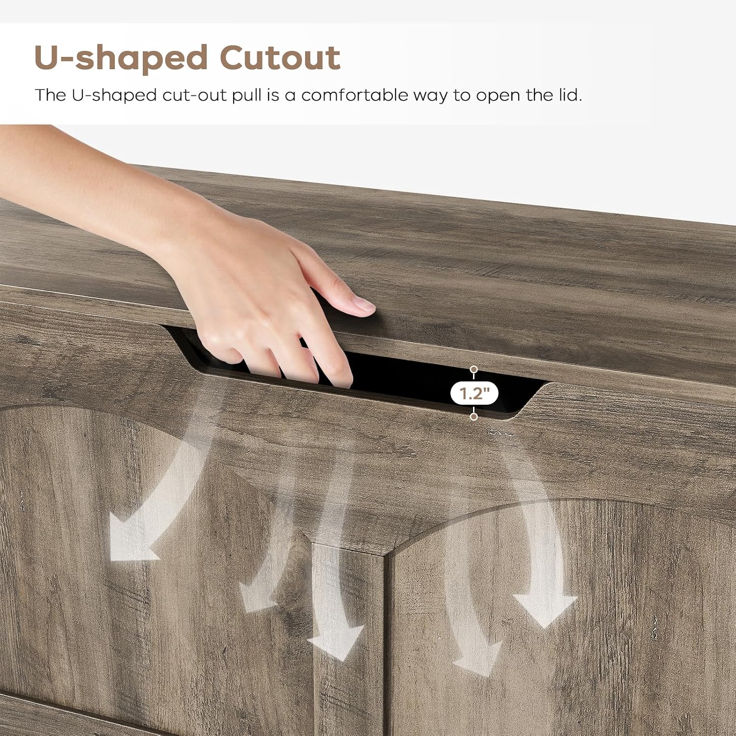 39.4" Storage Chest, Retro Storage Bench, Storage Trunk with 2 Safety Hinges, Large Entryway Bench Box, 39.4 x 15.7 x 18.3 Inches, U-Shaped Opening for Entryway Hallway Living Room, Light Greige