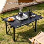 Aircity Folding Camping Table, Portable Aluminum Table, Adjustable Height | Lightweight Foldable Outdoor Table with Carry Bag for BBQ, Picnic, Beach, Travel, Camping Cooking and Outdoor Activities
