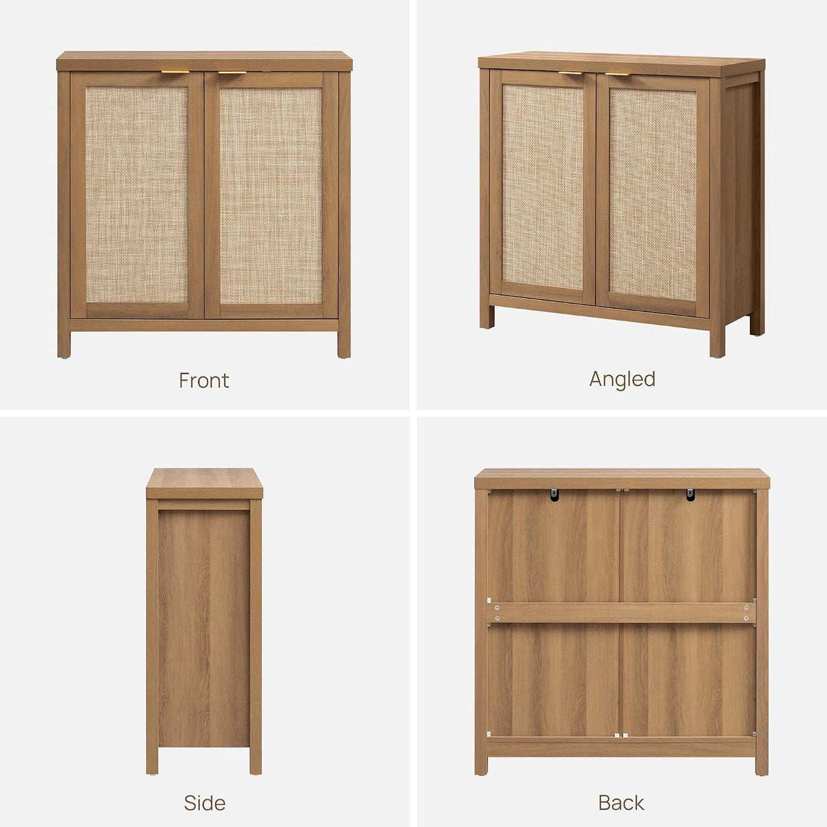 SICOTAS Sideboard Buffet Cabinet with Large Storage - Boho Rattan Credenza Coffee Bar Cabinets with Adjustable Shelves, Buffet Console Table for Kitchen Living Room Hallway - Oak