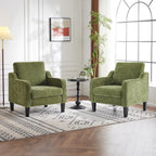 VINGLI Accent Chairs Set of 2, Modern Traditional Armchair for Living Room | Olive Green Reading Chair for Bedroom, Chenille Upholstered Sofa Chairs, Comfy Chair for Small Space, Apartment, Waiting Room