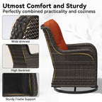 Outdoor Swivel Rocker Patio Chair - Outdoor Wicker Patio Furniture with Thickened Olefin Cushions, High Back and Deep Seating, Hand-Woven PE Rattan for Porch, Deck, Balcony, Orange