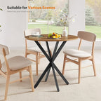 Unovivy 31.5" Small Round Dining Table for 2-4, Space Saving Circle Kitchen Dinner Table, Industrial Mid Century Modern Dining Room Desk for Kitchen, Apartment, Light Brown