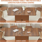 Extendable Dining Table for 4–6, 47″–63″ Rectangular Kitchen Table with Storage, Mid Century Modern Expandable Dinner Table for Dining Room,Kitchen