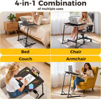 FoldWise Upgraded Folding TV Tray Table, Sturdy Couch & Dinner Laptop Table | Adjustable Height & Angle Portable Desk for Eating, Work & Recliner; Includes Footrest, Cup Holder, iPad Holder, Edge Stopper