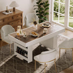 47″ Dining Table with Storage Shelf & Drawers,Multi-Functional Dining Game Table for 4–6-Removable Top, Space-Saving Convertible Design w/Hidden Storage, for Poker Card Games Family Meals