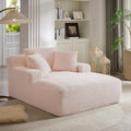 Oversized Chaise Lounge Chair Indoor Bedroom, Comfy Corduroy Upholstered Sofa Bed Chair, Deep Seat Single Sofa Couch, No Assembly Required Sleeper Chair Sofa for Living Room (Light Pink)