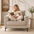 Oversized Accent Chair Armchair with Metal Legs | Comfy Chenille Arm Chairs and a Half,Modern Century Single Sofa Extra Large Reading Club Chair for Living Room,Bedroom,Brown