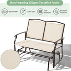 Yaheetech Glider Bench for Outside Patio 2-Person Outdoor Loveseat,Beige | Front Porch Bench and Patio Glider with Heavy-Duty Steel Frame for Backyard Poolside Garden and Smooth Gliding Motion for Two