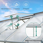 YITAHOME 16x6FT Polycarbonate Greenhouse for Outdoors, Large Heavy Duty Aluminum Greenhouses with Sliding Doors and Vent Window, Walk-in Greenhouse for Garden Backyard, Simple Setup, Silver