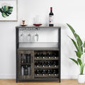 Takywep 3-Tier Wine Bar Cabinet with Removable Wine Rack, Glass Holder, Industrial Buffet Cabinet with Mesh Doors, Storage Sideboard for Kitchen, Dining Room, Living Room