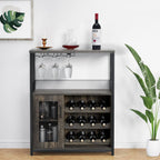 Takywep 3-Tier Wine Bar Cabinet with Removable Wine Rack, Glass Holder, Industrial Buffet Cabinet with Mesh Doors, Storage Sideboard for Kitchen, Dining Room, Living Room