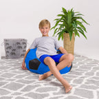 Posh Beanbags Bean Bag Chair, Medium-27in, Sports Soccer Ball Blue and Black