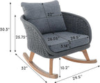 Set of 2 Gray Wicker Rocking Chairs: Contemporary Minimalist Design with Polyester Cushions & Wooden Frame - Indoor & Outdoor Use for Patio Balcony or Living Room