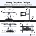 GEARit TV Wall Mount/Monitor (TVs 37 to 80 inch) Up to 132lbs - Full Motion Swivel, Tilt, Articulating Arm, Vesa 200 300 400 600