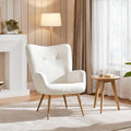 Yaheetech Barrel Chair, Fuzzy Accent Chair with High Back, White | Boucle Fabric Armchair with Soft Padded, Modern Vanity Chair, for Living Room Bedroom Makeup Room