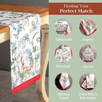 Maison d' Hermine Table Runner 100% Cotton Single Layer Table Runners 108 inches Long for Thanksgiving Christmas Decorations Home Kitchen Dining Party Wedding (Holly Time, 14.5" x 108")